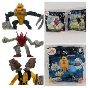 Lot of 3 LEGO Bionicle McDonald's New Sealed Tahu #4 Bitil #3 Carapar #8